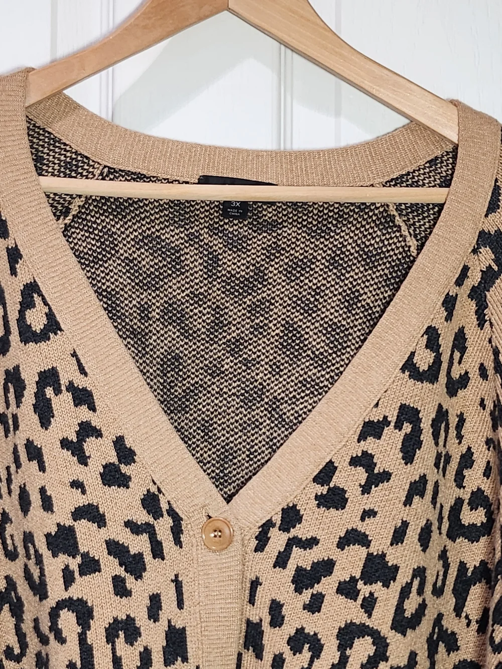 J.Crew Leopard Animal Print Merino Wool Blend Button Cardigan Sweater 3X